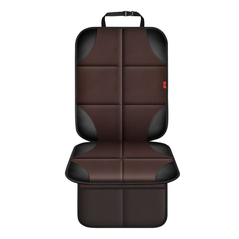 XHYANG Car Seat Protector 1 Pack Car Seat Cushion Mat Thickest Padding,Waterproof 600D Fabric Car Seat Covers for Non-Slip Backing Mesh Pockets for Baby and Pet (Brown, 1 Pack) - Image 2